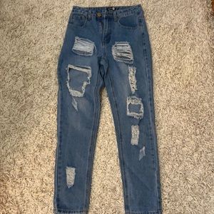 Boohoo high rise blue jeans